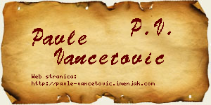 Pavle Vančetović vizit kartica